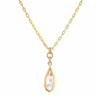 18K Yellow Gold Bezel Set Pear Shaped Diamond Pendant Necklace
