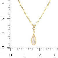 18K Yellow Gold Bezel Set Pear Shaped Diamond Pendant Necklace