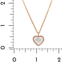 18K Rose Gold Heart Shaped Diamond Halo Pendant Necklace