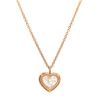 18K Rose Gold Heart Shaped Diamond Halo Pendant Necklace