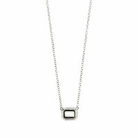 18K White Gold Emerald Cut Diamond Pendant Necklace