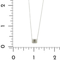 18K White Gold Emerald Cut Diamond Pendant Necklace