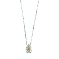 18K White Gold Pear Shaped Diamond Pendant Necklace