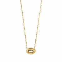 18K Yellow Gold Oval Shaped Diamond Pendant Necklace