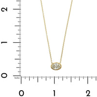 18K Yellow Gold Oval Shaped Diamond Pendant Necklace