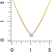 18K Yellow Gold and Platinum 4 Prong Round Diamond Pendant Necklace