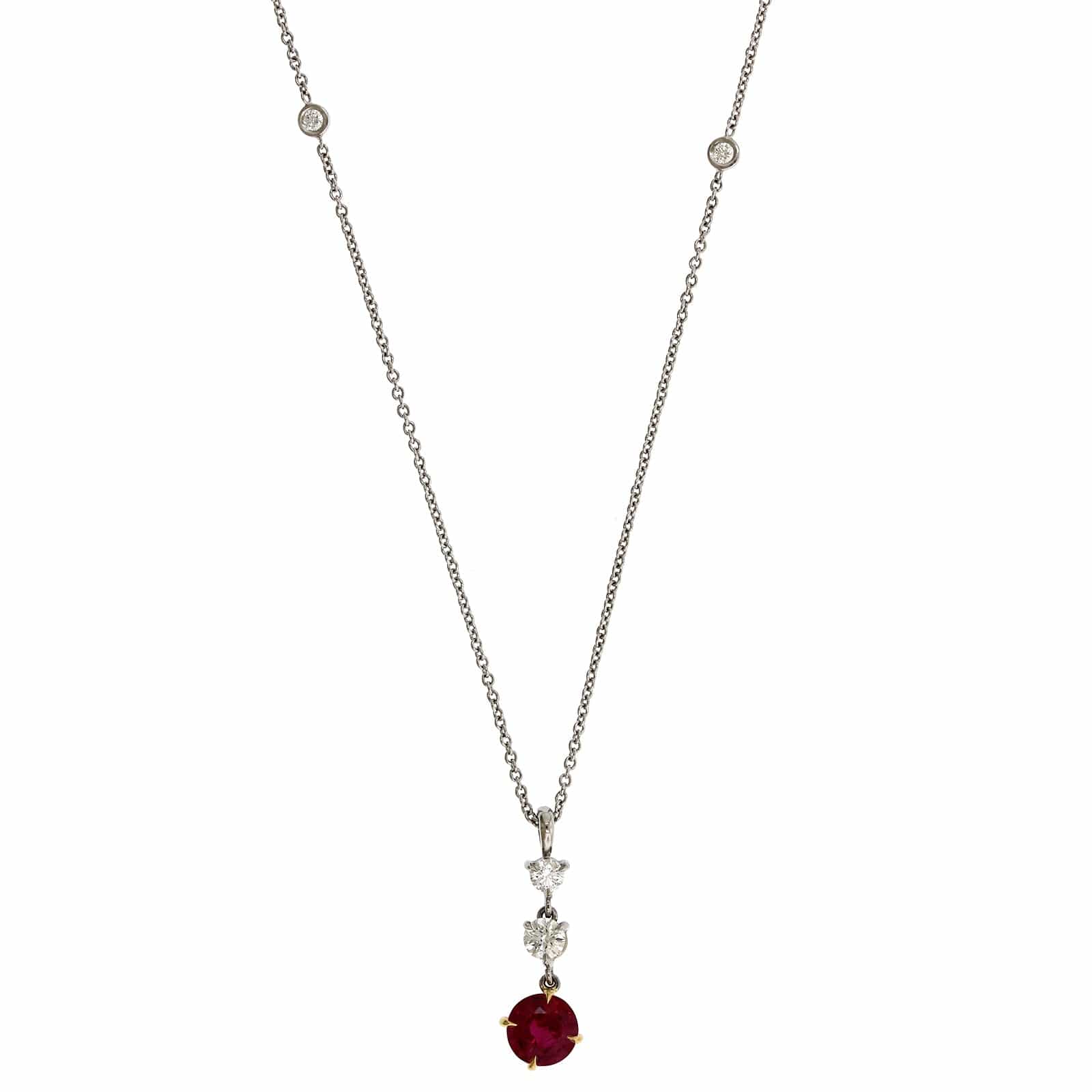 Platinum Ruby & Diamond Necklace