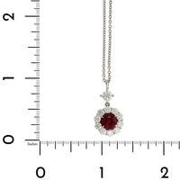 Platinum Burma Ruby & Diamond Halo Necklace