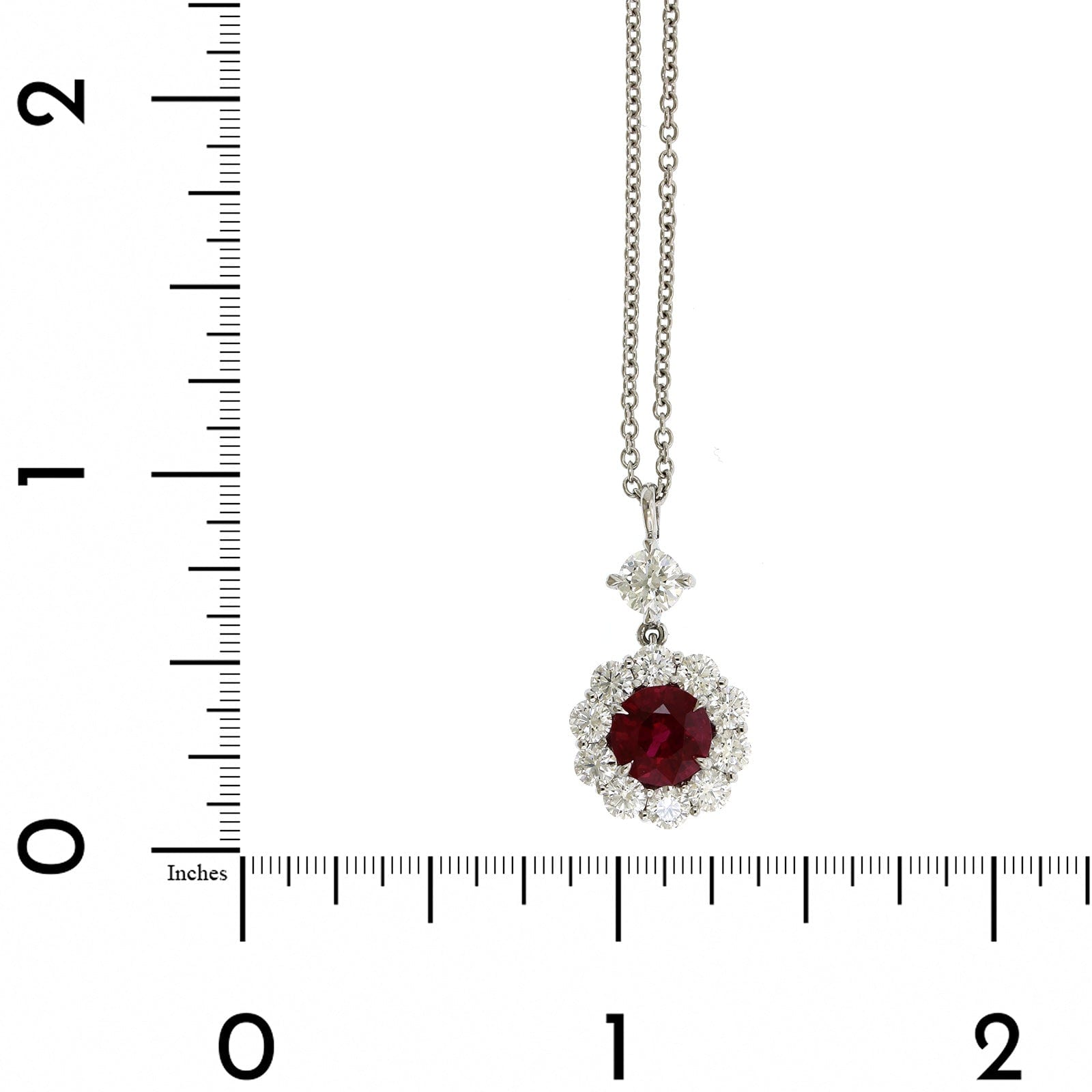 Platinum Burma Ruby & Diamond Halo Necklace