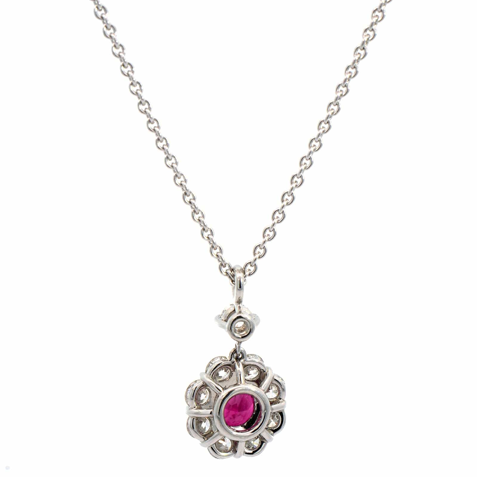 Platinum Ruby and Diamond Pendant Necklace