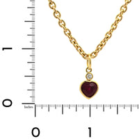 18K Yellow Gold Heart Shaped Ruby Diamond Necklace