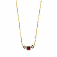 18K Yellow Gold & Platinum Diamond & Ruby Necklace