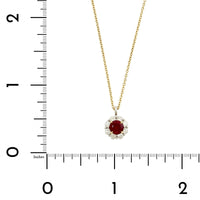 18K Yellow Gold & Platinum Diamond Halo & Ruby Necklace