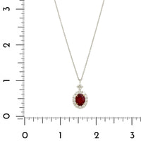 Platinum & 18K Yellow Gold Diamond Halo & Ruby Necklace