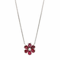 Oscar Heyman Platinum Ruby and Diamond Flower Pendant Necklace