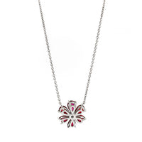 Oscar Heyman Platinum Ruby and Diamond Flower Pendant Necklace