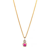 18K Yellow Gold and Platinum Round Shaped Ruby and Diamond Necklace