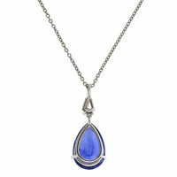 Platinum Pear Shape Sapphire and Diamond Pendant