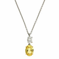 Platinum Oval Yellow Sapphire Pendant