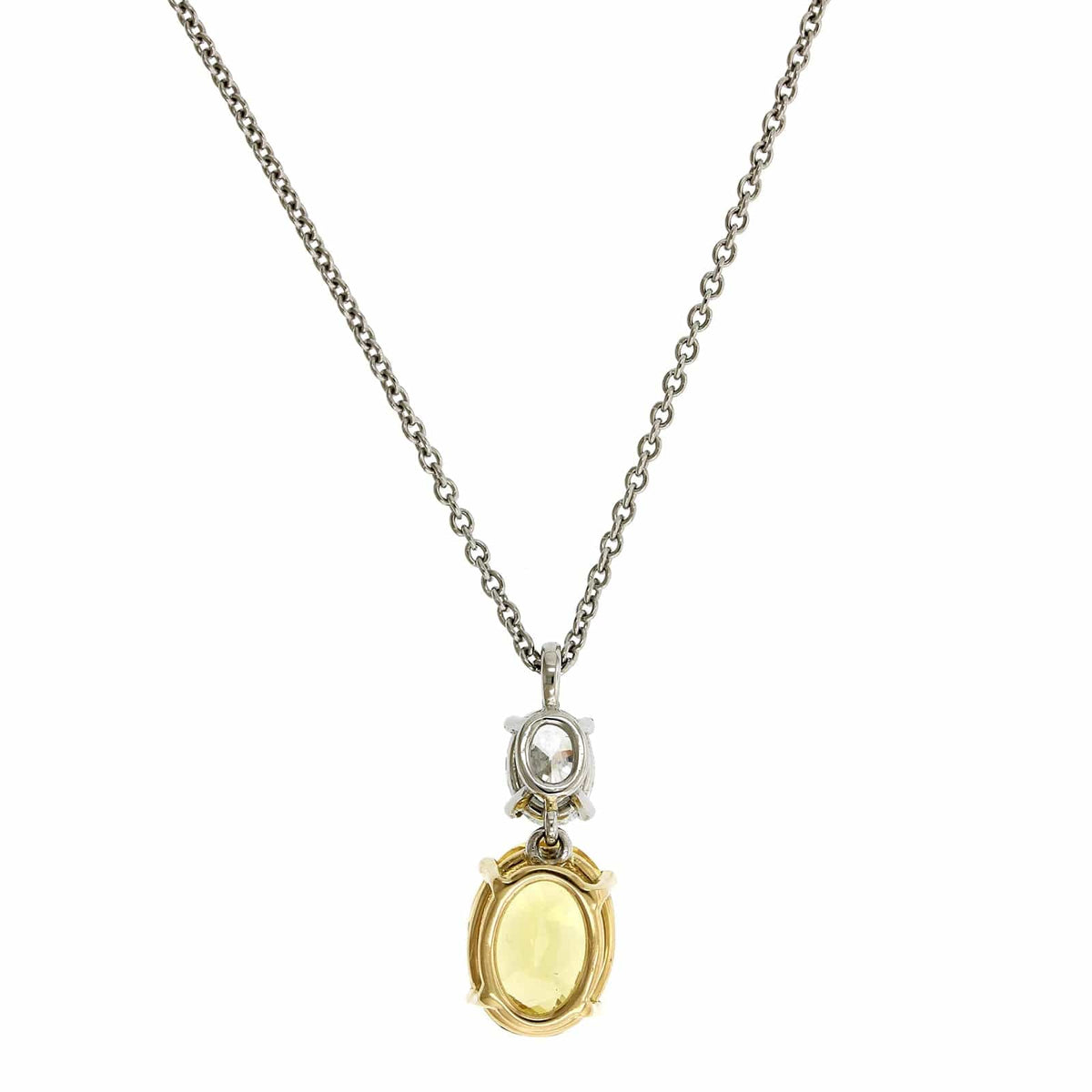 Platinum Oval Yellow Sapphire Pendant