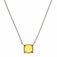 18K White Gold Cushion Yellow Sapphire Pendant