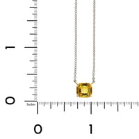 18K White Gold Cushion Yellow Sapphire Pendant