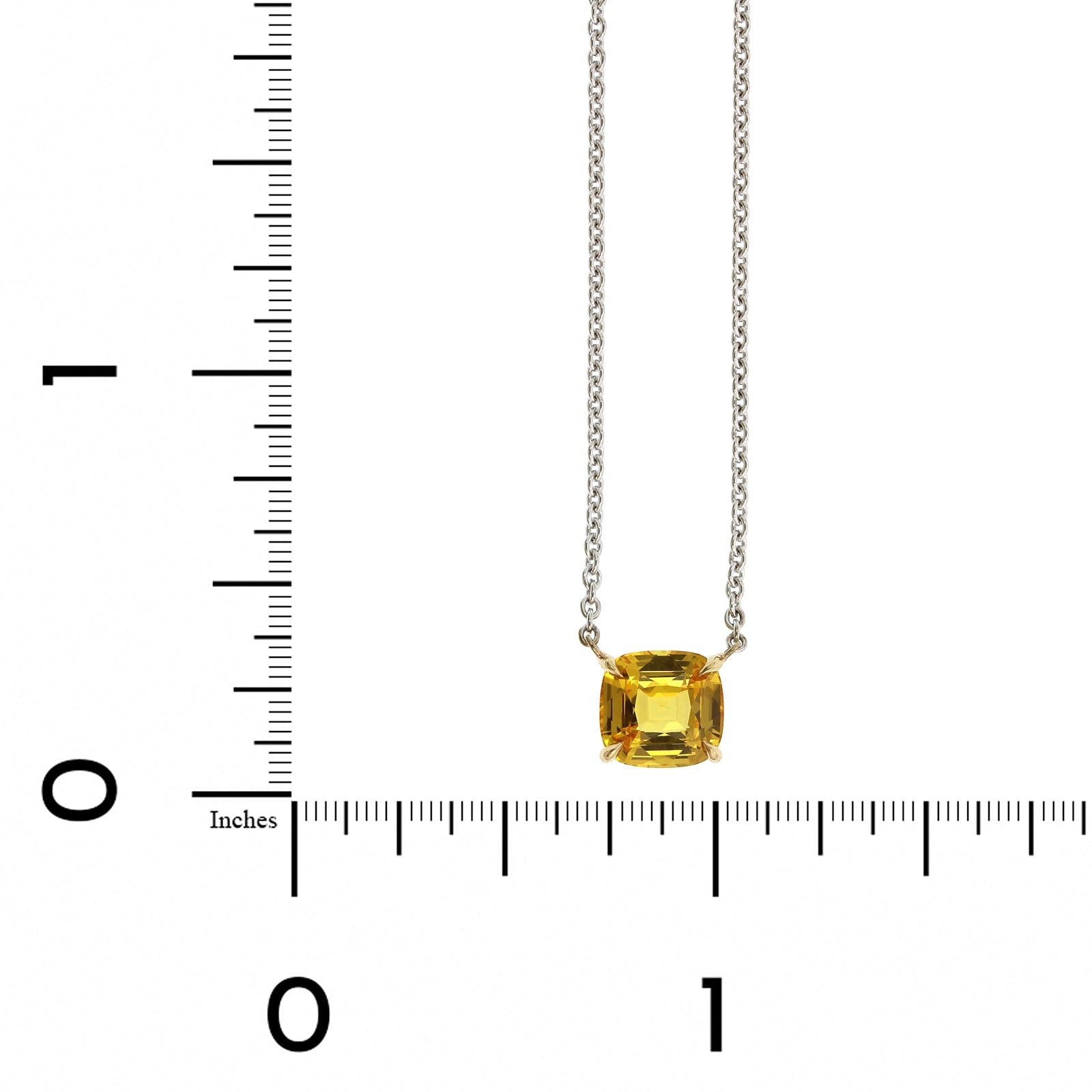 18K White Gold Cushion Yellow Sapphire Pendant