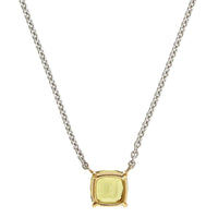 18K White Gold Cushion Yellow Sapphire Pendant