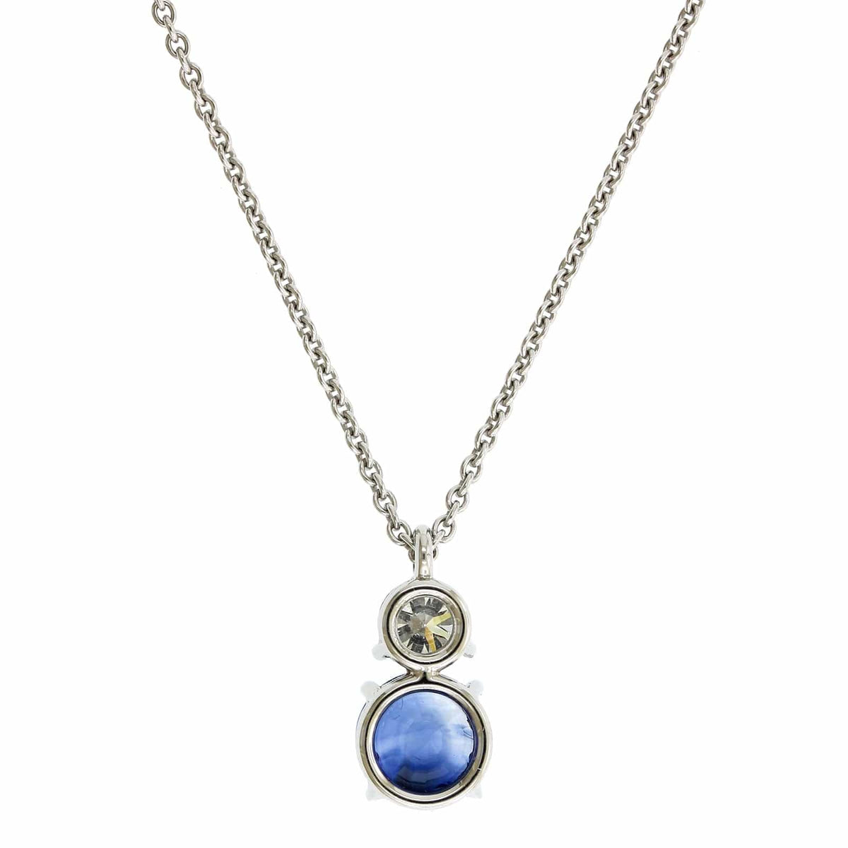 Platinum Round Blue Sapphire Pendant