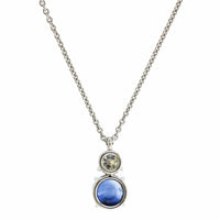 Platinum Round Blue Sapphire Pendant