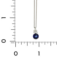 Platinum Round Blue Sapphire Pendant