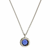 Platinum Sapphire Diamond Halo Pendant