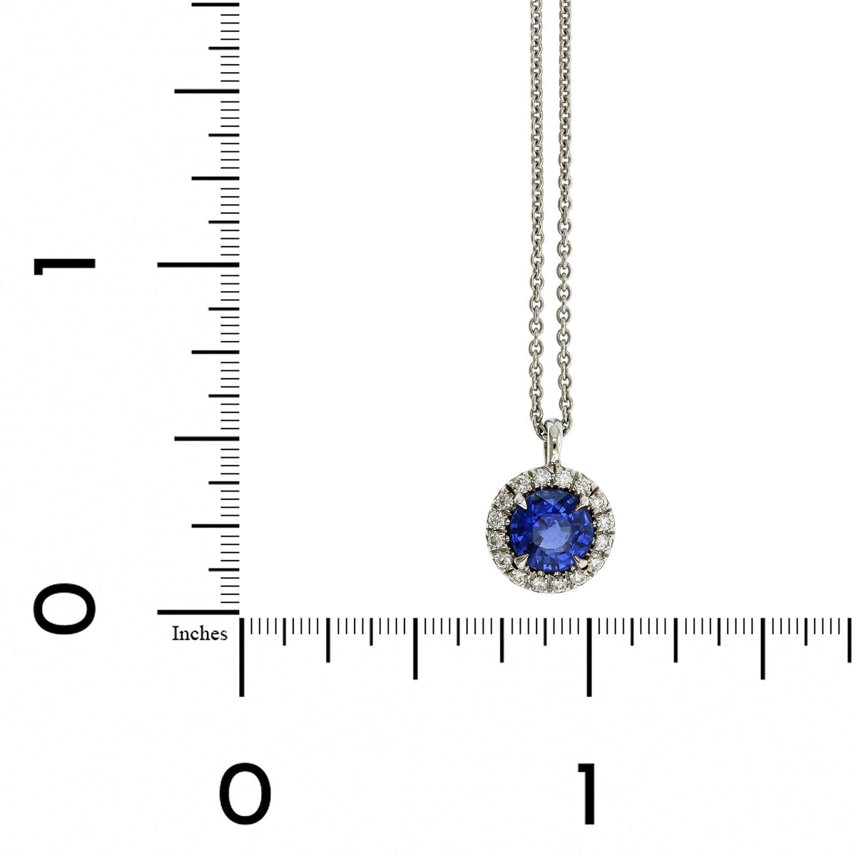 Platinum Sapphire Diamond Halo Pendant