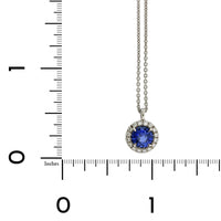 Platinum Sapphire Diamond Halo Pendant