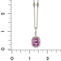 Platinum Pink Sapphire Diamond Halo Pendant