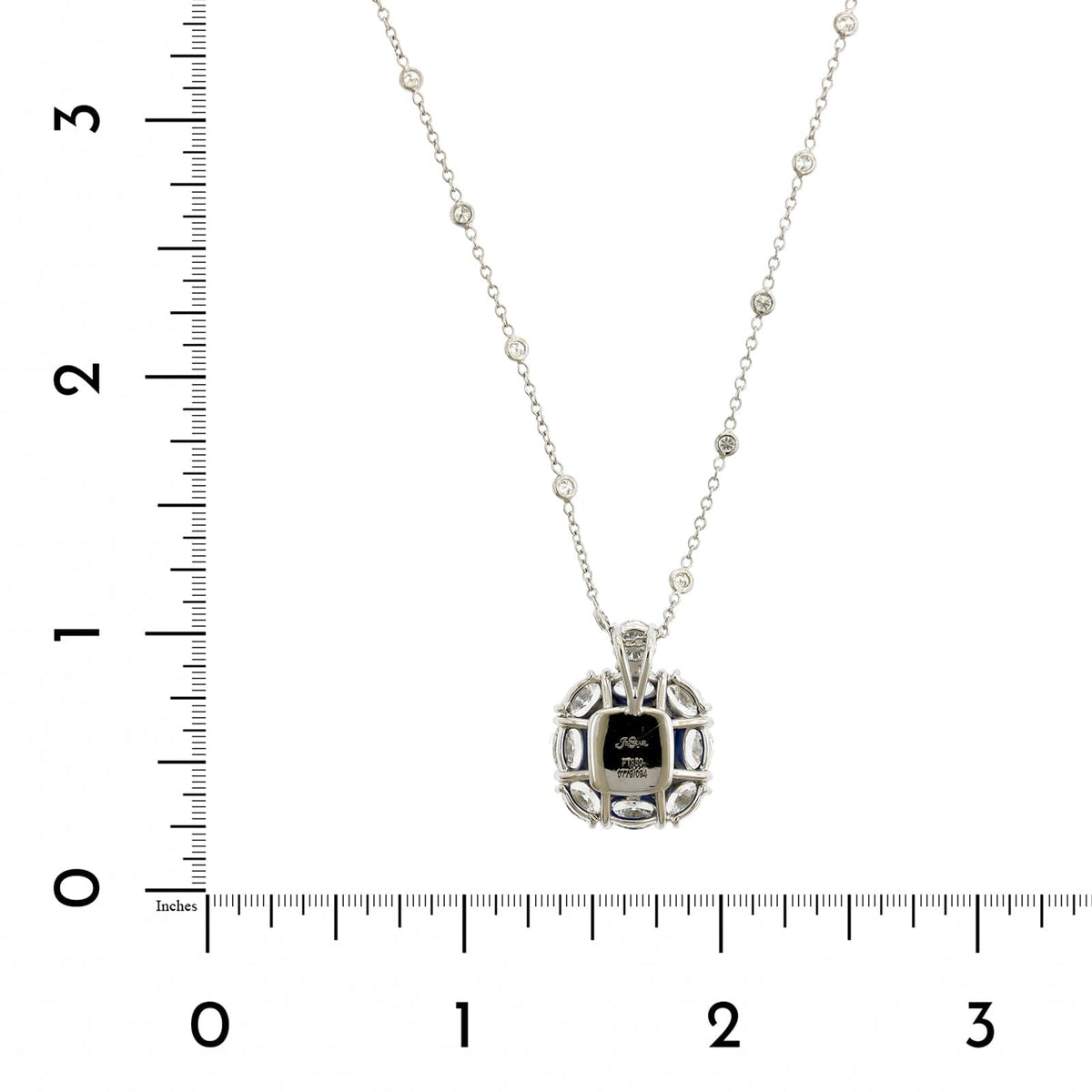 Platinum Cushion Sapphire Diamonds By The Yard Halo Necklace