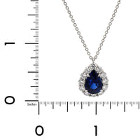 Platinum Blue Sapphire & Diamond Halo Necklace