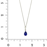 Platinum Diamond & Pear Shaped Sapphire Drop Necklace