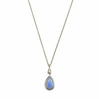 Platinum Diamond & Pear Shaped Sapphire Drop Necklace