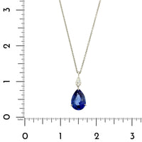 Platinum Diamond & Pear Shaped Sapphire Drop Necklace