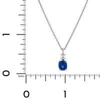 Platinum Diamond & Cushion Cut Sapphire Pendant Necklace