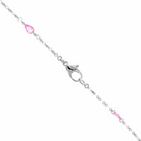 Platinum Pink Sapphire and Round Diamond Pendant Necklace