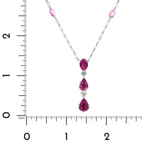 Platinum Pink Sapphire and Round Diamond Pendant Necklace