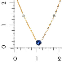 18K Yellow Gold Round Sapphire and Diamond Pendant Necklace