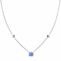 Platinum Cushion Sapphire and Diamond Pendant Necklace