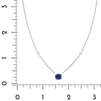 Platinum Cushion Sapphire and Diamond Pendant Necklace