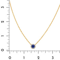 18K Yellow Gold Round Sapphire and Diamond Pendant Necklace