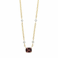 18K Yellow Gold Cushion Cut Sapphire and Diamond Pendant Necklace
