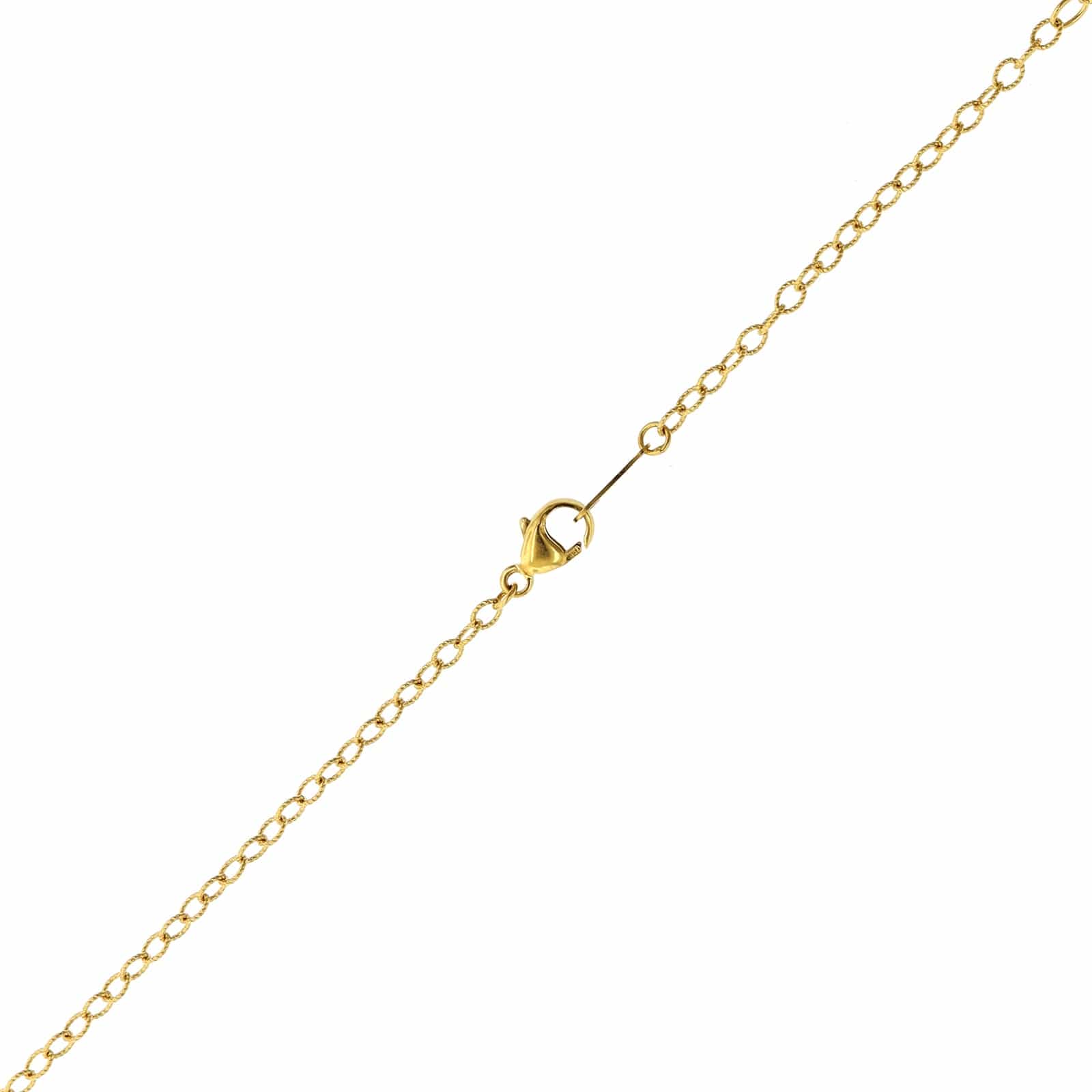 18K Yellow Gold Cushion Cut Sapphire and Diamond Pendant Necklace