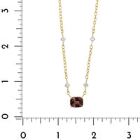 18K Yellow Gold Cushion Cut Sapphire and Diamond Pendant Necklace